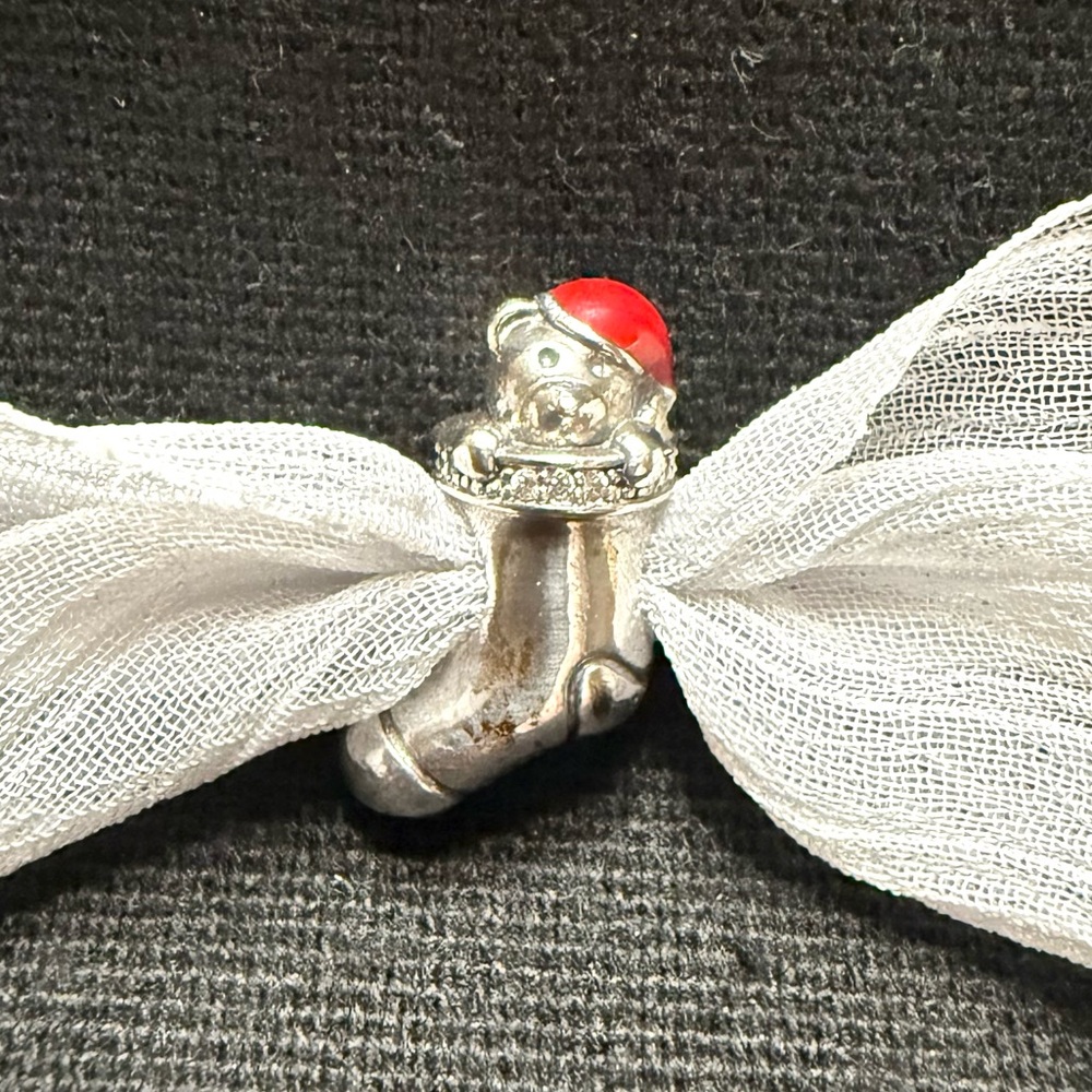 Pandora Retired Christmas Charm 791773CZ with Red Enamel and Cubic Zirconia
